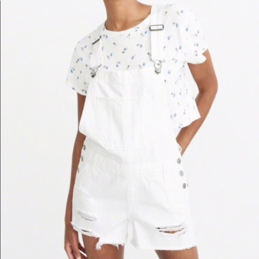Abercrombie White Overall Shortalls Size Small